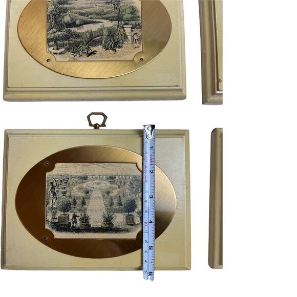 Vintage Palace Gardens Images Ivory Wooden Rectangular Framed Hanging - Picture 9 of 14